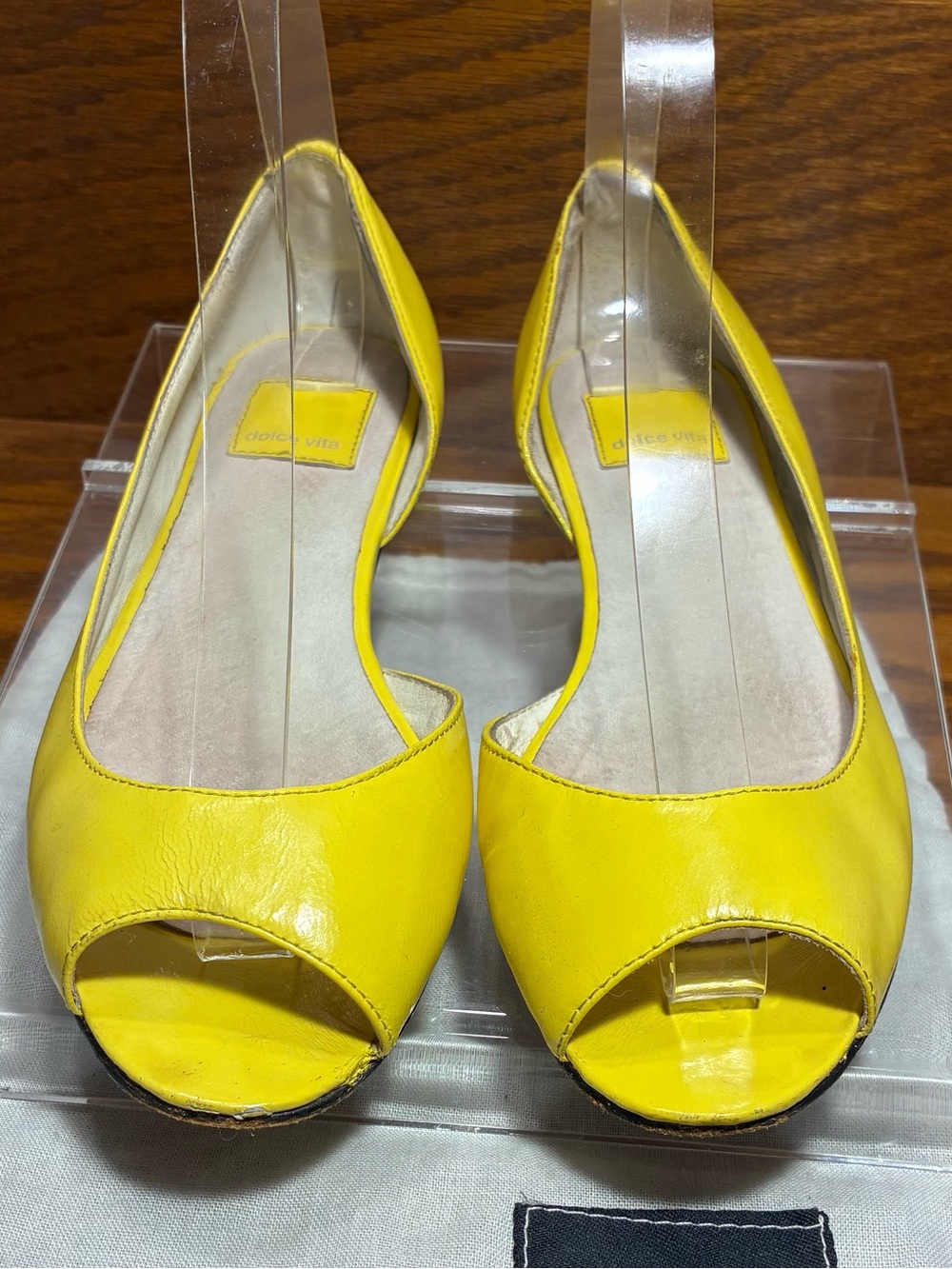 Dolce Vita Yellow Leather D’Orsay Peep Toe Flats Size 6